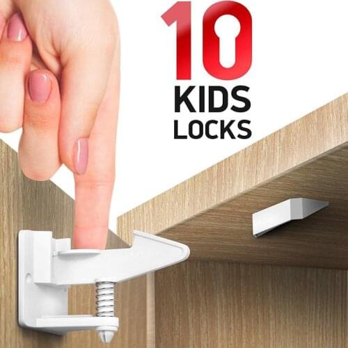 10Pcs Child Baby Safety Lock for Drawer Cabinet Door Invisible Buckle Closet Locks Children Protection Baby Security Lock