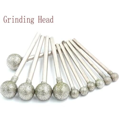 10pcs 2.35/3mm Spherical Diamond Polishing Grinding Head Mounted Points Grinding Bit For Dremel Rotary Tools Needle