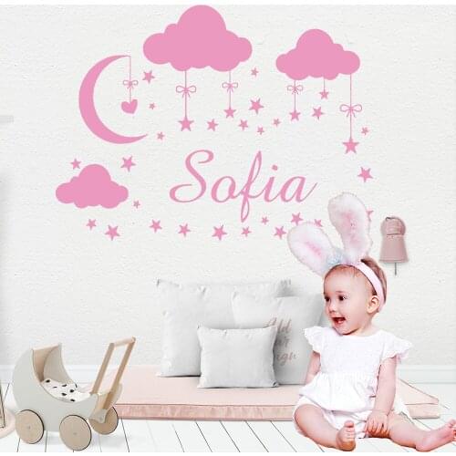 108cmX80cm Custom Baby Name Cloud Wall Sticker Vinyl Art Decals For Kids Babys Room Decoration Boy Girls Bedroom Decor Mural