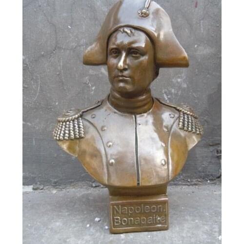 12" Chinese brass carved beautiful Napoleon bonapaite sculpture statue