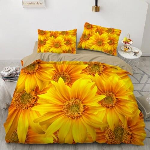 3D Duvet cover Quilt/Blanket/Comfortable Case Luxury Bedding 135 140x200 150x200 220x240 200x220 for Home Sun Flower deep yellow