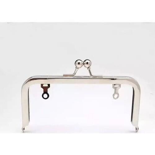 9 x 3 inches (23 x 7.5 cm) Silver Ball Clutch Frame , Purse Frames with Chain Loops