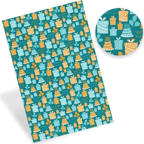 JOJO BOWS 22*30cm/A4 1pc Synthetic Leather Fabric Happy Birthday Printed Faux Leather Sheets Handmade Hair Bow DIY Shoe Supplies