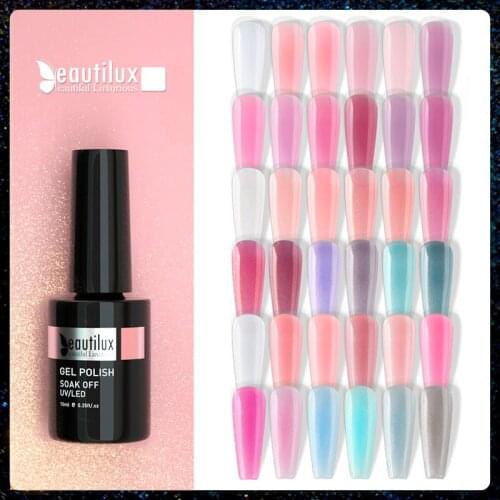 Beautilux 1pc Rubber Base Camouflage French Manicure Nail Gel Polish Pink Milky White Base Coat UV Gel Nails Art Design 10ml