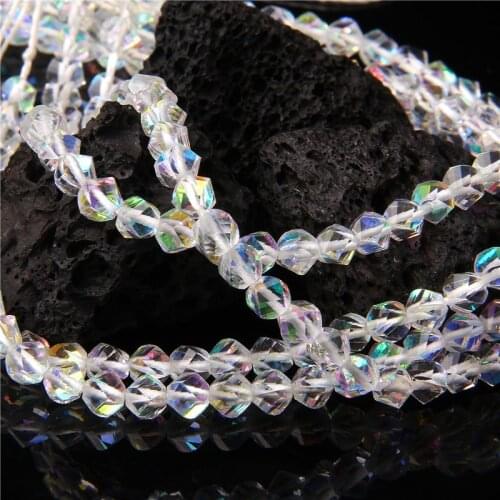 6 8 10mm Austrian Crystal Beads for Jewelry Making Diy Accessories White Glitter MoonStone Faceted Glass Spacer Beads Wholesale