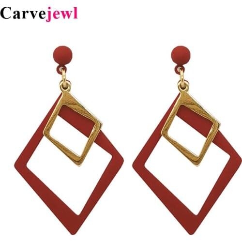 Carvejewl Punk Hollow out irregular Square Drop Earring For Women Fashion Jewelry colorful Minimalism Geometric Dangle earrings