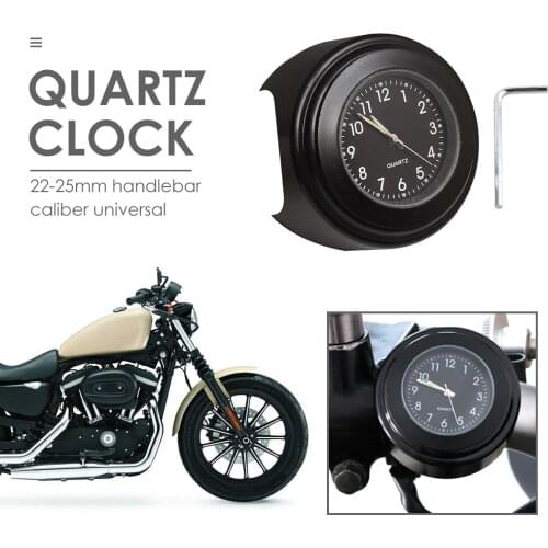 Classic Texture Motorcycle Clock Waterproof Durable Practical Multi-functional 22-25mm Dia Handlebar Watch Luminous Quartz Clock