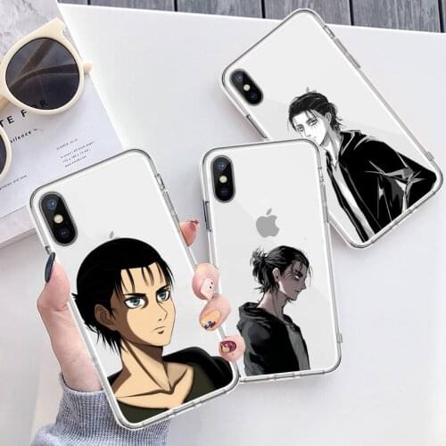 Attack on Titan Eren Jaeger anime Phone Case Transparent for iPhone 6 7 8 11 12 s mini pro X XS XR MAX Plus