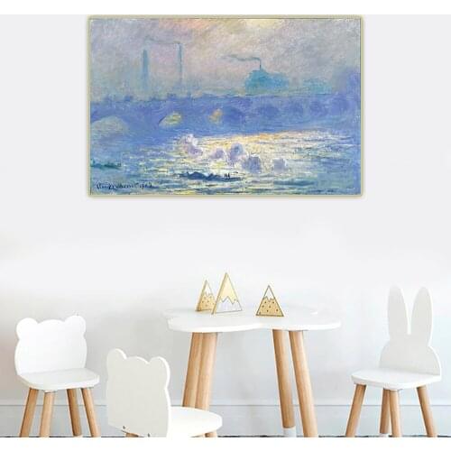 Citon Claude Monet《Waterloo Bridge 1903》Canvas Oil Painting Art Poster Picture Wall Background Decor Home Interior Decoration