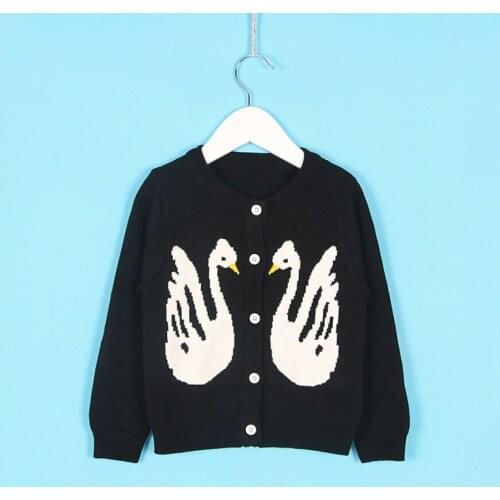 New Kids Sweaters 2018 Autumn Winter Boys Girls Long Sleeve Swan Pattern Knitting Cardigan Toddler Children Tops Clothes Gifts
