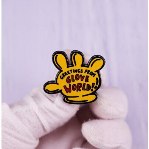 Greetings From Glove World Enamel Pin Cartoon Spongebobbb Series Brooch Fun Movie Badge Fashion Jewelry Gift