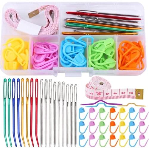 Imzay Locking Stitch Markers Set Crochet Locking Stitch Needle Clips Colorful Plastic Knitting Crochet Locking Markers Supplies