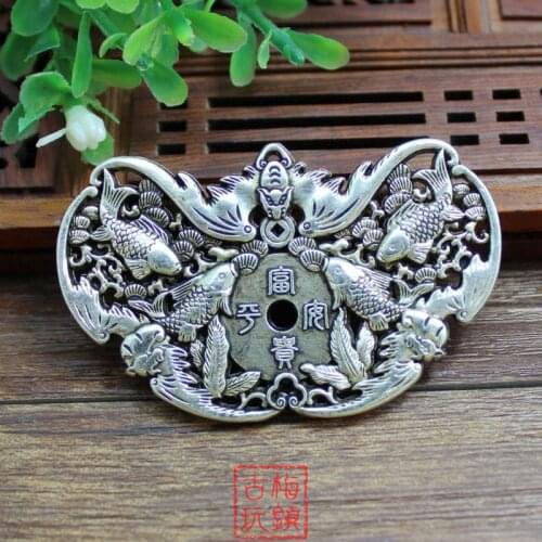 Collection Tibetan silver Round fish Pendant Plate