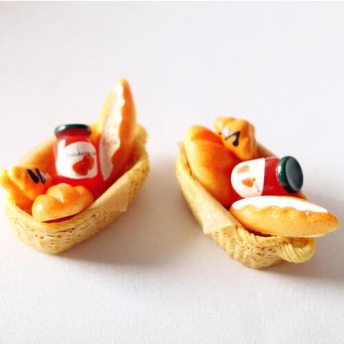 Miniature Food Toy Mini Jam Bread Basket Set Dollhouse Decoration Accessory Kitchen Dollhouse Furniture Toys For Children