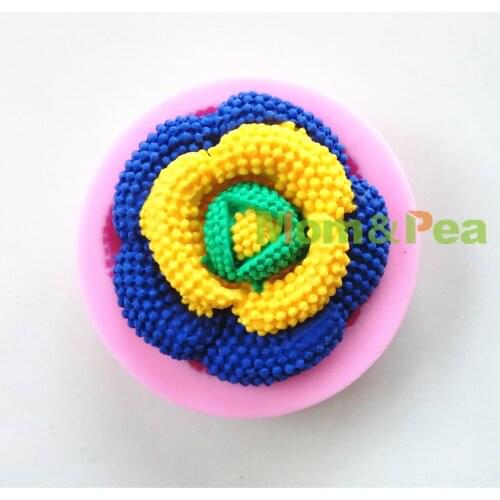 Mom&Pea 0635 Free Shipping Flower Shaped Silicone Mold Cake Decoration Fondant Cake 3D Mold