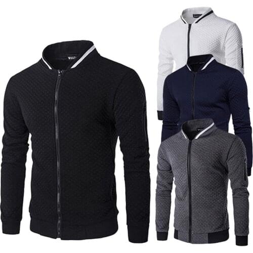 2020 Casual Mens Autumn Winter O-neck Collar Zipper Sportswear Patchwork Style Coat Jacket Long Sleeve men Coats Bomber jackets