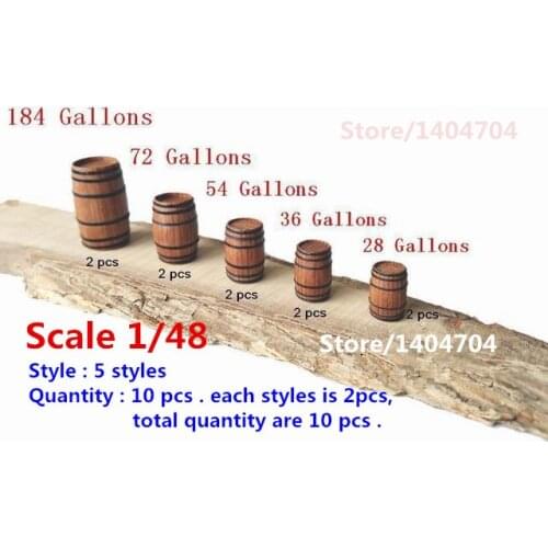 NIDALE model Scale 1/48 Classical ancient ship model decorations kits wooden brandy casks / Barrel / buckets 5 styles 10 pcs/lot