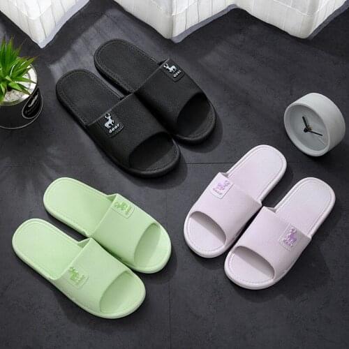 New Summer Home Couple Slippers Indoor Non-slip Bathroom Flip Flops Fashionable PVC Soft Flat Sandals Beach Shoes