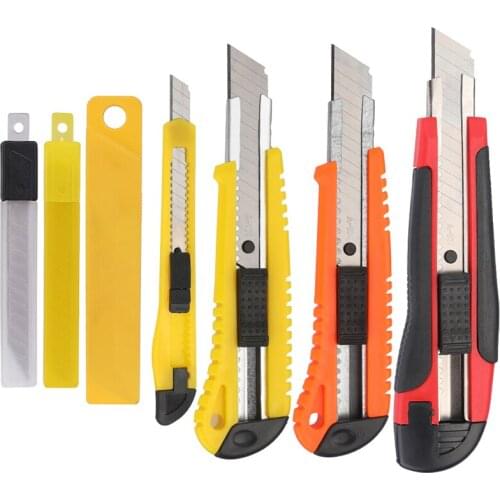 LMDZ Utility Knife Art Knife Combination Wood Box Paper Cutter Auto Lock SK5 Metal Stationery Utility Knife Cutting Knife