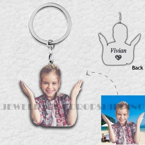 Personalized Photo Color Keychains Gift For Family Custom Colored picture keyring 925 Sterling Silver Key ring