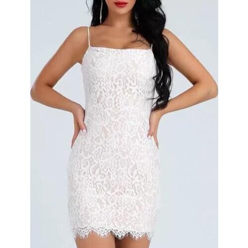 2021 Spaghetti Strap Bandage Dress Sexy Women Party Dress Summer Lace Casual Slim Nightclub Mini Robe Femme French Vestidos