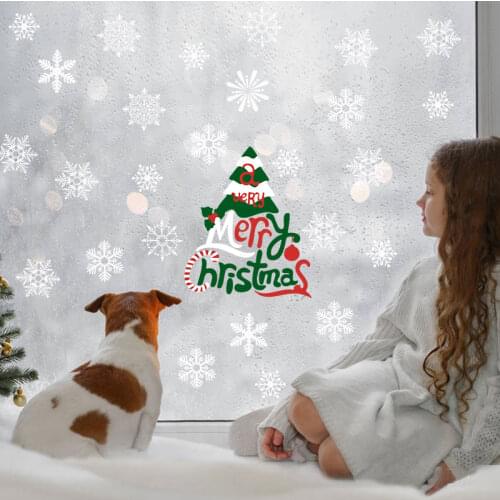 Christmas Window Decal Removable Wall Sticker Santa Claus Snowflake Stickers for Kids Room New Year Christmas Window Decoration