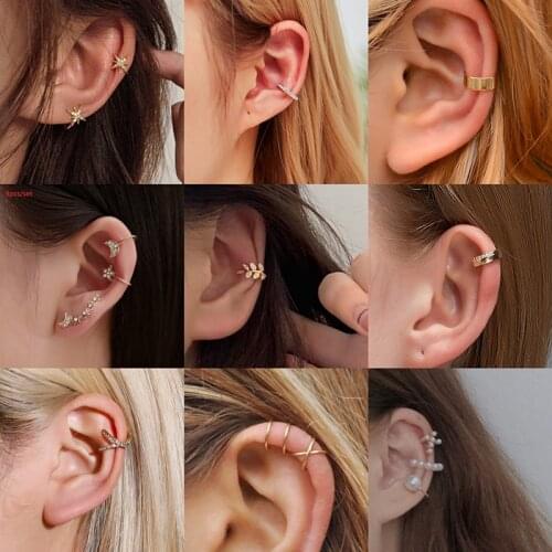 2020 New Gold Silver Color Simple Hollow Metal Line Geometric Circle No Piercing Ear Clip Earrings for Women Jewelry