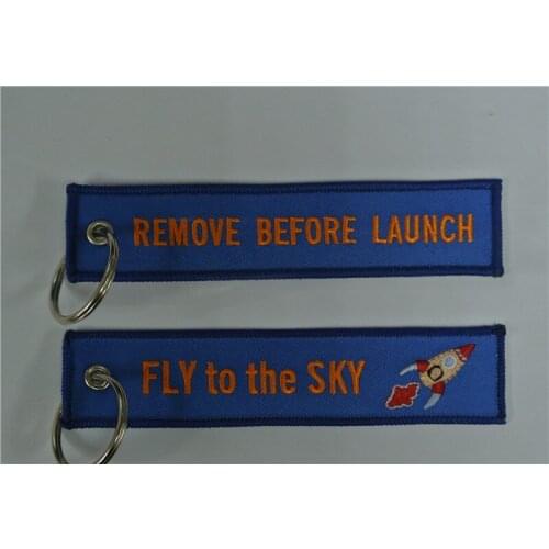 Remove Before Launches Fly To The Sky Aircraft Fabric Embroidered Key Tags Keychain