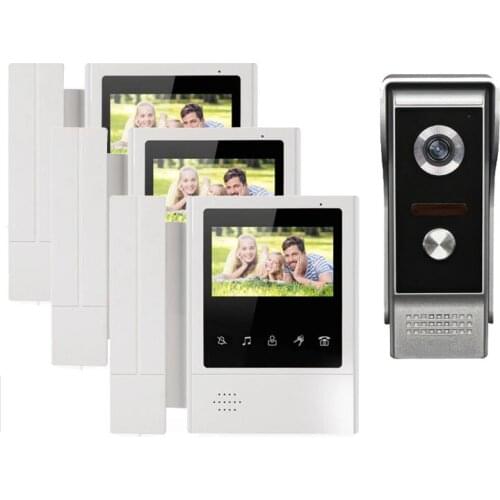 XinSiLu Quality Touch Key LCD Color Monitor 4.3" Video Door Phone Night Version IntercomDoorbell Home Security Video System 1V3