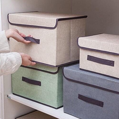 Cotton And Liene Storage Box With Cap Clothes Socks Toy Snacks Sundries Oraganier Set organizer Cosmetics Household