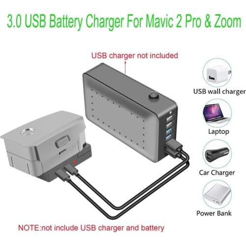 QC 3.0 USB Battery Charger For Mavic 2 Pro Zoom Drone Fast Charger Battery USB Charging With TYPE C Cable Accessories