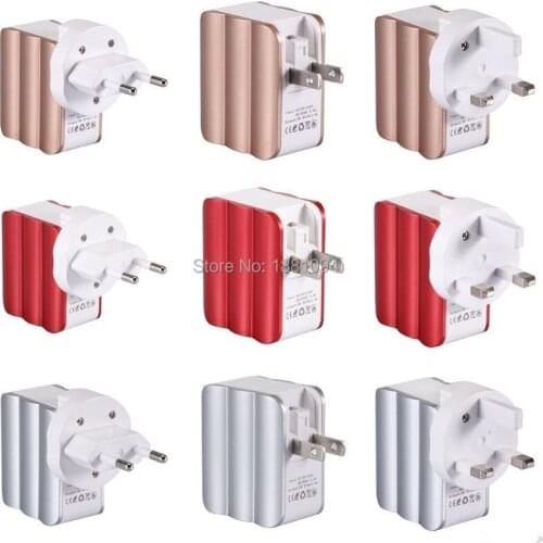 50pcs/lot 2 usb ports EU US UK plug 5V 2.4A charging wall charger power adapter for samsung iphone 5 6 7 8 x