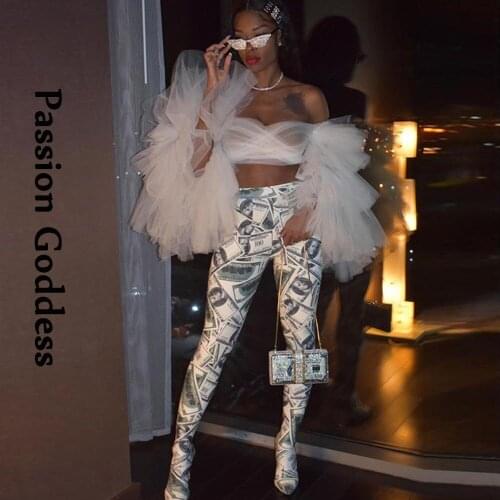 Money USD Dollar Printed Womens Leggings Fashion Push Up Hips Party Leggings Elastic High Waist Seamless Slim Fit Leggings Fall