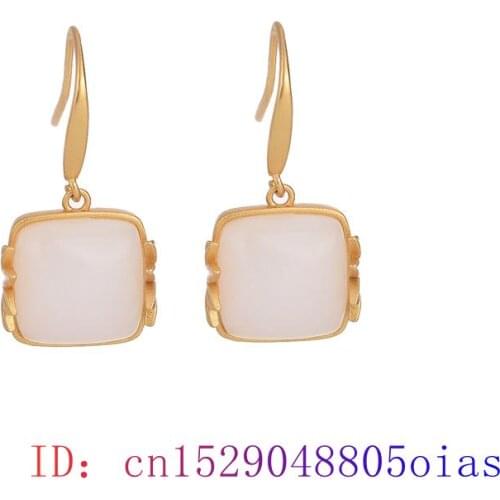 White Jade Earrings Women 925 Silver Amulet Gifts Charm Crystal Gemstone Natural Zircon Chalcedony Jewelry Fashion