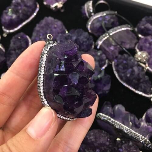 1pcs Natural dream amethyst crystal cluster specimen necklace pendant healing