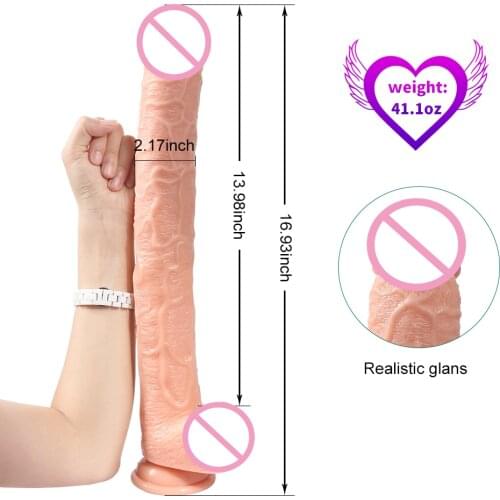 16.93inch Super Long Dildos Gaint huge Dildo Suction Cup Realistic Penis Soft Dick stimulate Vaginal Anal Massage for woman