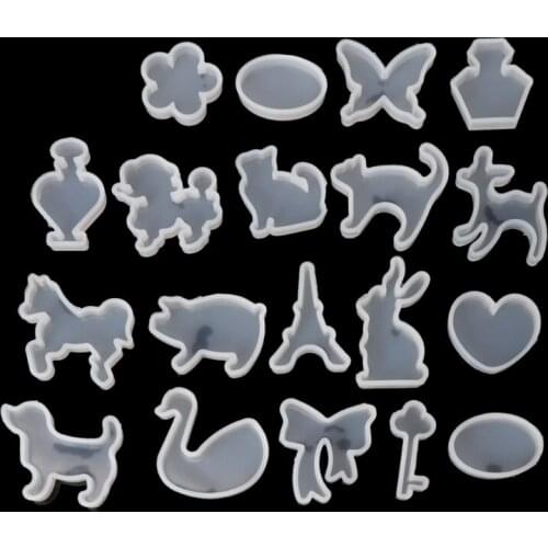 19Pcs Silicone Mold DIY Animal Pendant Necklace Jewelry Mould Resin Craft Tool