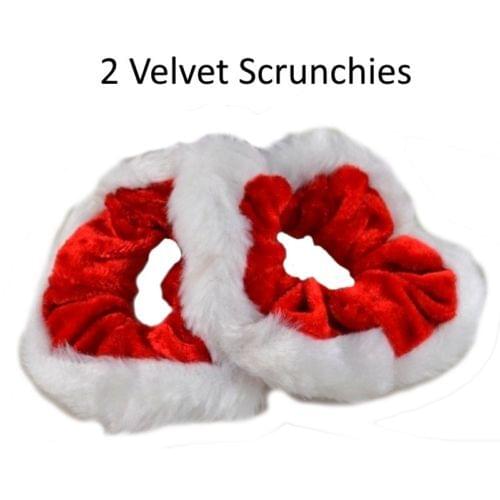 2pcs/Set Christmas Velvet Scrunchies For Women Elastic Hair Rubber Trendy Christmas Ornaments Hair Ring Velvet Ponytail Holder