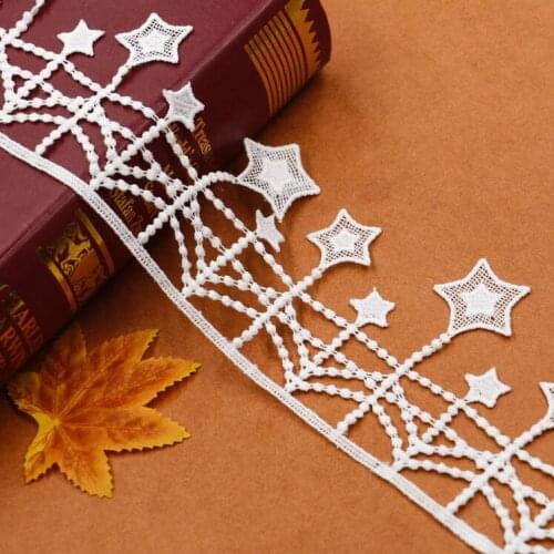2Yards Stars White Lace Trim Patchwork Lace Ribbons DIY Garment Curtains Sewing Accessories Venice Lace Fabrics Party Decoration