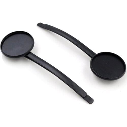 20mm 10pcs High Quality Black Plated Copper Material Hairpin Hair Clips Hairpin Base Setting Cabochon Cameo J6-38