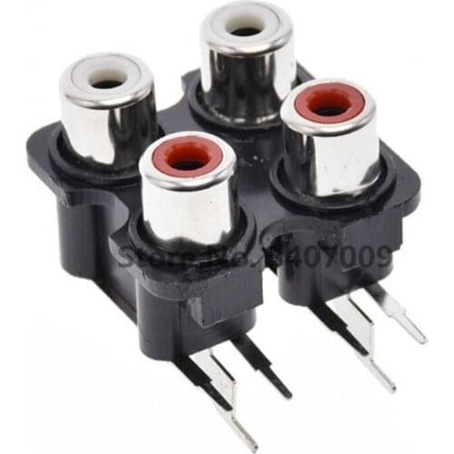 20PCS RCA socket 4P multichannel audio signal input socket 4-hole lotus socket 4-position lotus socket connector
