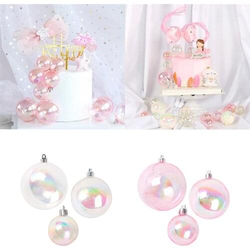 3PCS Fashion Christmas Balls Cake Decoration Set Decorative Ball Cake Topper Decor For Christmas Party Festival Gifts