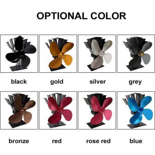 4-Blade Heat Powered Stoves Fan Fireplace Log Wood Burning Efficient Heat Distribution Fan 8 Colors With a Thermoelectric Module