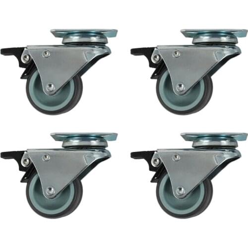 4 x Heavy Duty Swivel Castor Wheels 50mm with Brake for Trolley Furniture Retail
