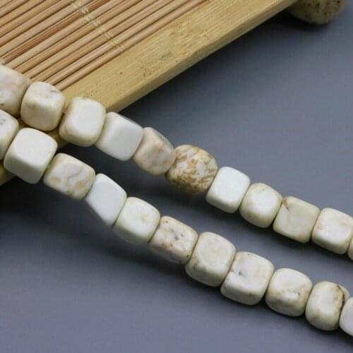 White Turkey Stone square shape 6-7mm loose beads 15" 2 piece/lot DIY delicate beautiful fit jewelry making