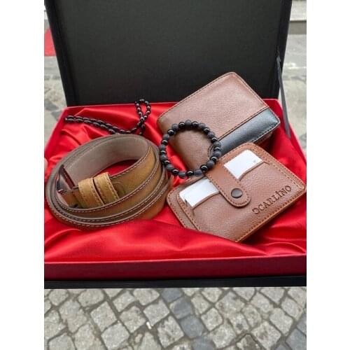 Carlino Taba Classic Wallet Belt Badge Holder Rosary Bracelet Gift Boxed Elegant Set