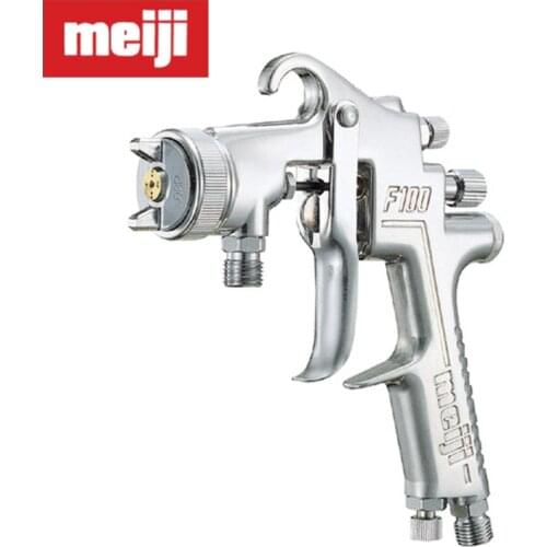 Original Japan Meiji F-100 manual spray gun, pressure feed type without cup, 0.8 1.0 1.3 1.5mm nozzle size F100 painting gun