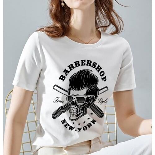 T-shirt Woman Summer Fashion Hip-hop Pirate Funny Skull Print Pattern Ladies Top Casual Street O-neck Soft Short-sleeved Top