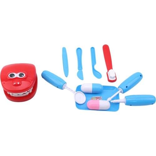 1Set Early Education Toy Children Play House Doctor Small Dentist Simulation Brushing Denture Game Baby Medical Toy Tote Bag