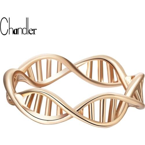 Chandler Sliver Gold Color Science DNA Shape Rings For Women Chemistry Molecule Statement Jewelry Mona Lisa Fans Anillos Anel